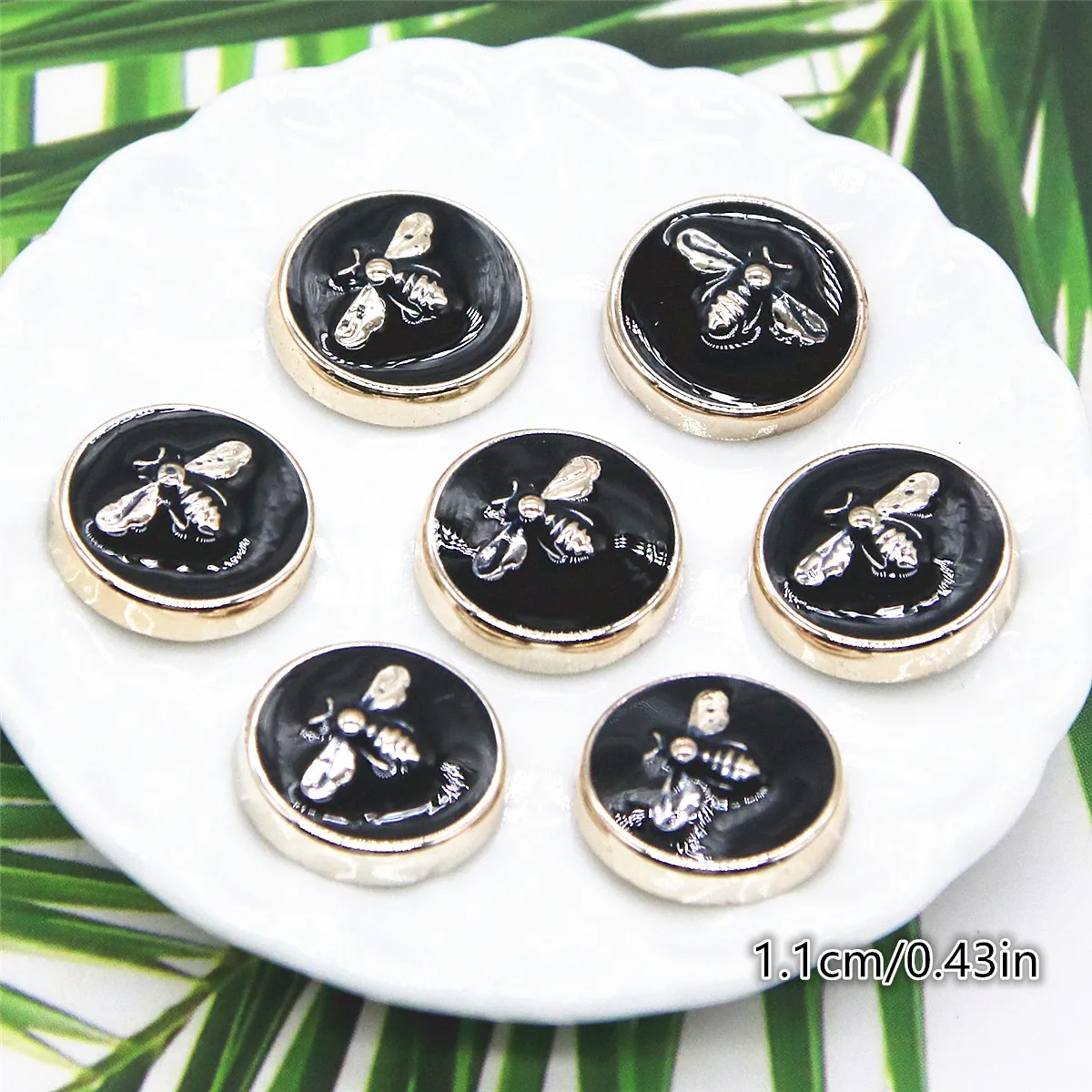 50pcs 11.5mm Round Butterfly/Bee FlatBback Buttons Home Garden Crafts Cabochon Scrapbooking accessori fai da te