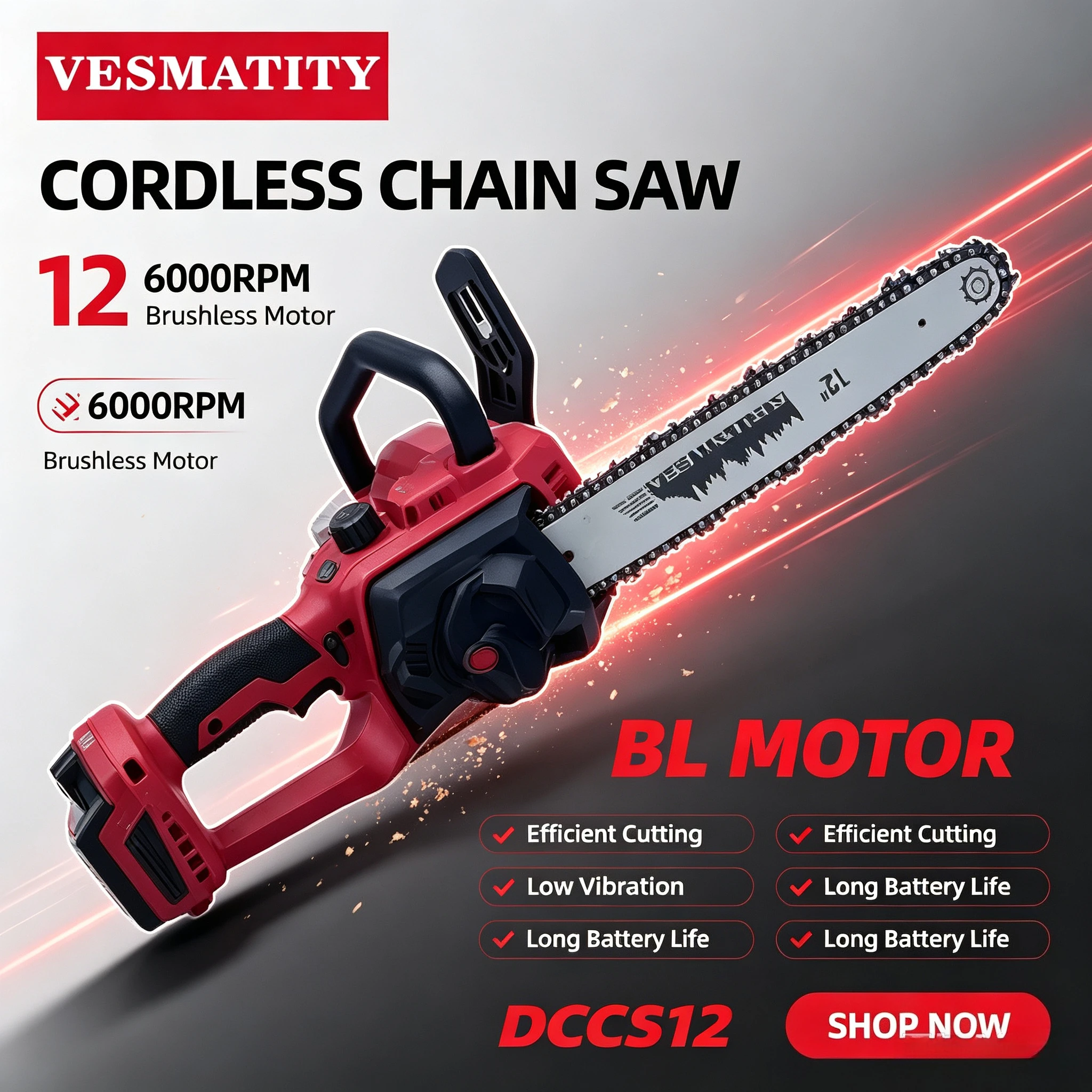 Brushless Chainsaw 12 Inch with Auto Oiler Cordless Electric Saw for Tree Cutting & Logging Wood Cutting For Milwaukee Battery