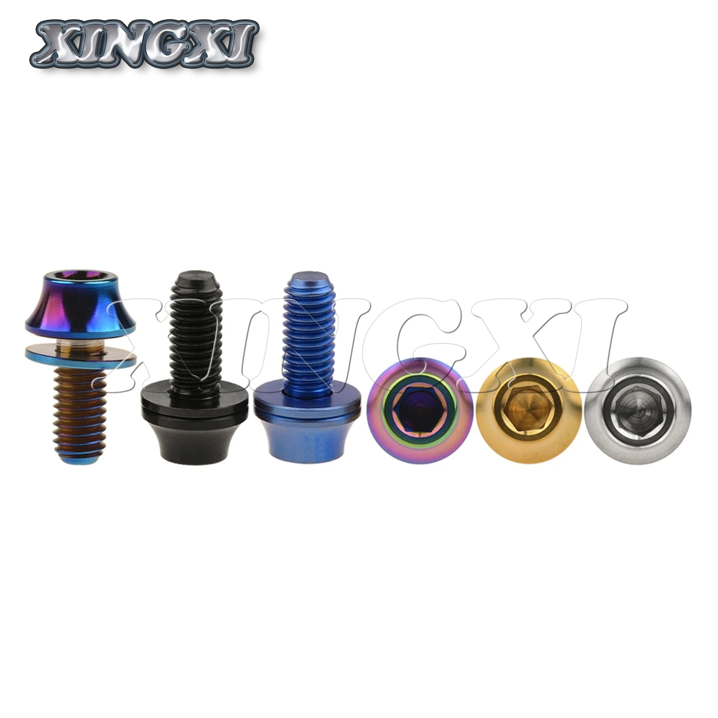 Xingxi M5x12mm Ti Alloy Bolts Titanium Screw with Washers for Bicycle Water Bottle Cage Hex Bolts Water Bottle Holder Cone Screw