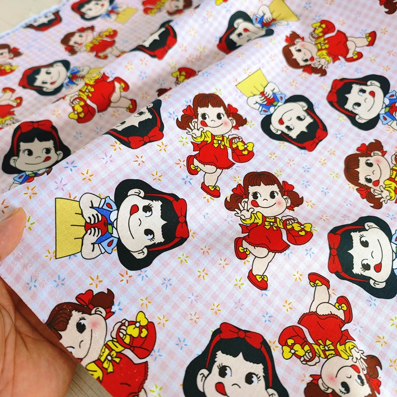 Cotton 20 Count Cute Cartoon Painting Digital Cotton Fabric Handmade Clothing Background DIY Decorative Cloth