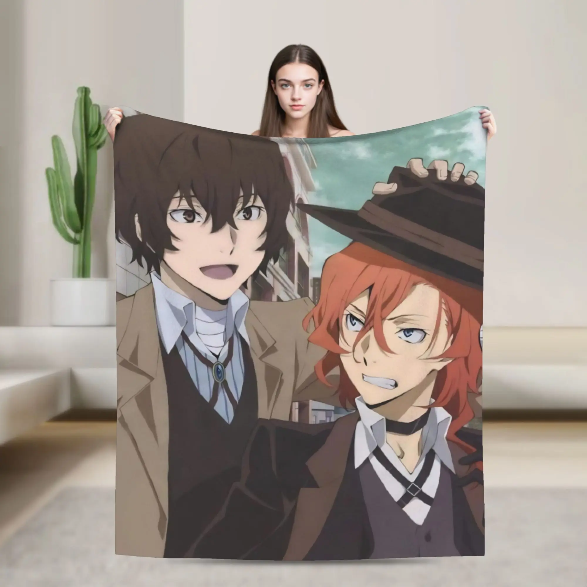Dazai Bungo Stray Dogs Blankets Velvet Spring Autumn  Multi-function Lightweight Thin Throw Blanket for Bedding Couch Bedspreads