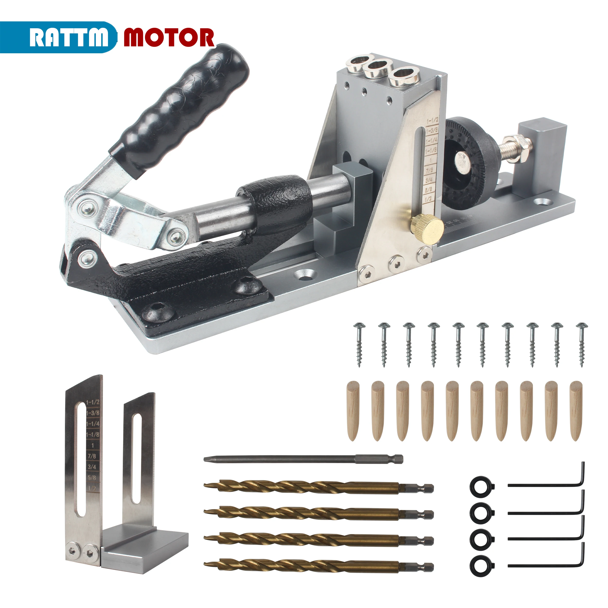 Professional and Upgraded All-Metal Pocket Hole Jig Kit Woodworking inclined hole locator Tool Set