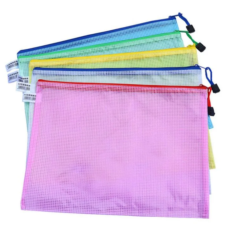 A3 A4 A5 Waterproof Plastic Zipper Type File Folder Document Bag Paper Documentation Case Holder Stationery Bag Office Supplies