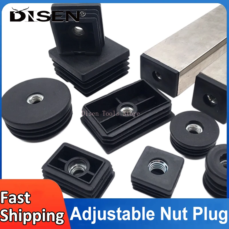 M8 M10 مربع قابل للتعديل البلاستيك الجوز المقابس 20 ~ 50 مللي متر جولة البلاستيك تقطيع نهاية قبعات الأنابيب أنبوب المقابس #1