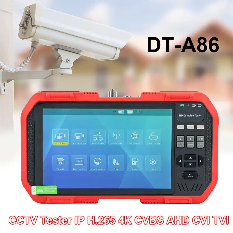 

IP H.265 4K HD 7 Inch CCTV Tester Monitor A86 5 in1 AHD CVI TVI CVBS 8MP Camera Testing Multimeter+Optical Fiber Power Meter