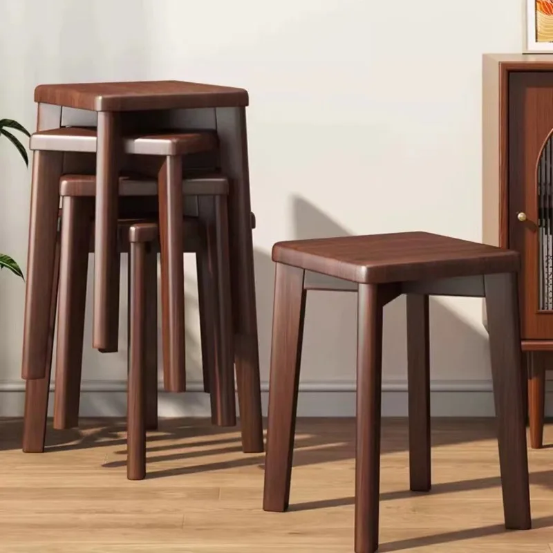 

Luxurious Solid Wood Stool Vanity Bench Home Desk Living Room Dining Chair Space Saving Stackable Unique Design Dining Chair