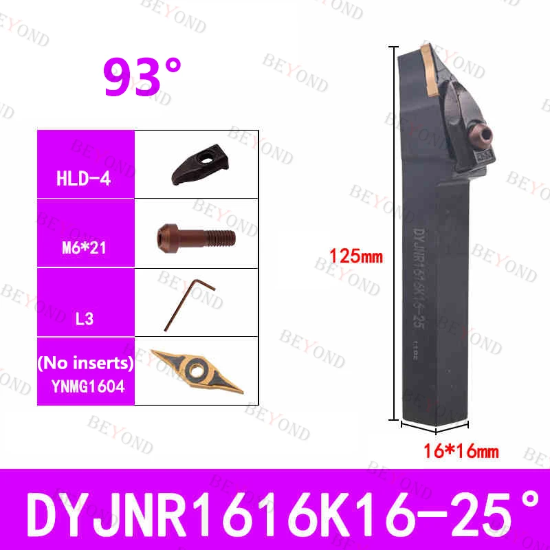 BEYOND DYVNN DYJNR 1616 portaherramientas de torno DYVNN1616H16 DYJNR1616K16 DYQNR2525M16 insertos de carburo CNC de 25 grados YNMG160404 DYJNL