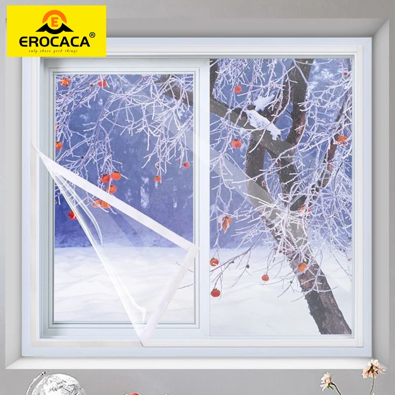 

EROCACA Window Insulation Film Winter Indoor Windproof Warm Self-Adhesive For Energy Saving Clear Soft Glass Shrink Heat Film