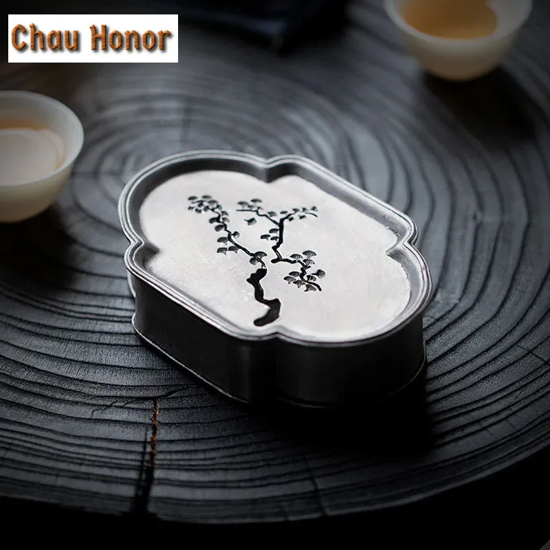 Japanese Teapot Dry Bubble Tray Household Tin Zen Gingko Small Water Storage Tea Tray Pot Raising Platform Tea Kung Fu Teaware