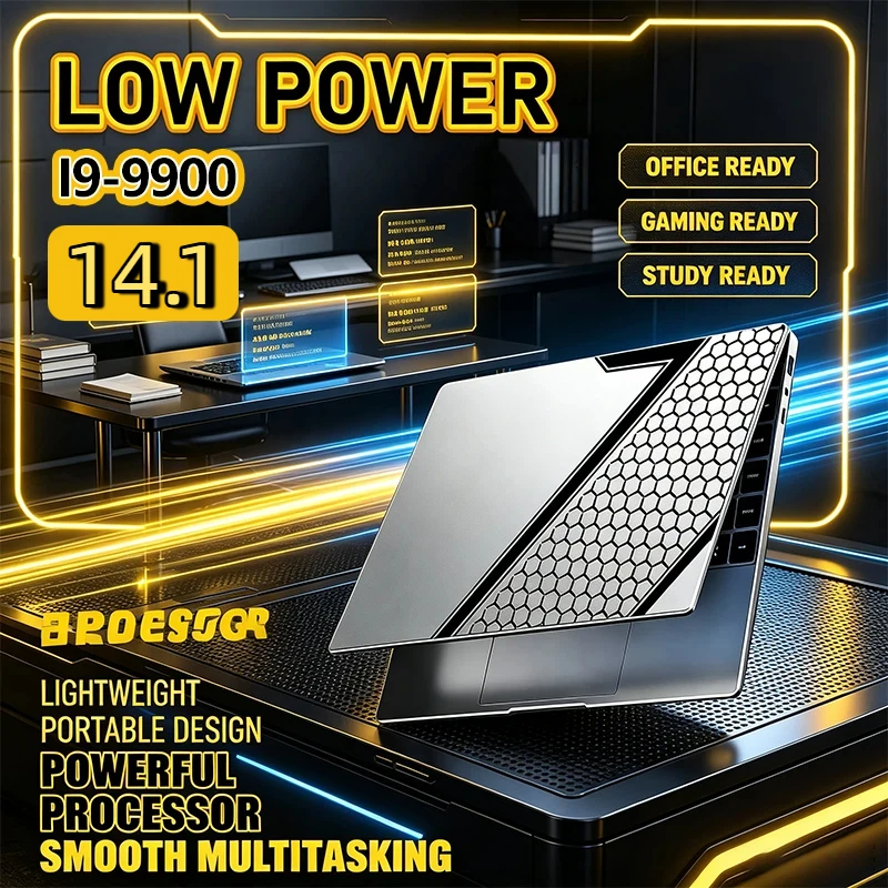 14.1IN Intel I9-9900 Low Power Laptop Lightweight Portable Notebook Powerful Processor Smooth Multitasking for Office Gaming