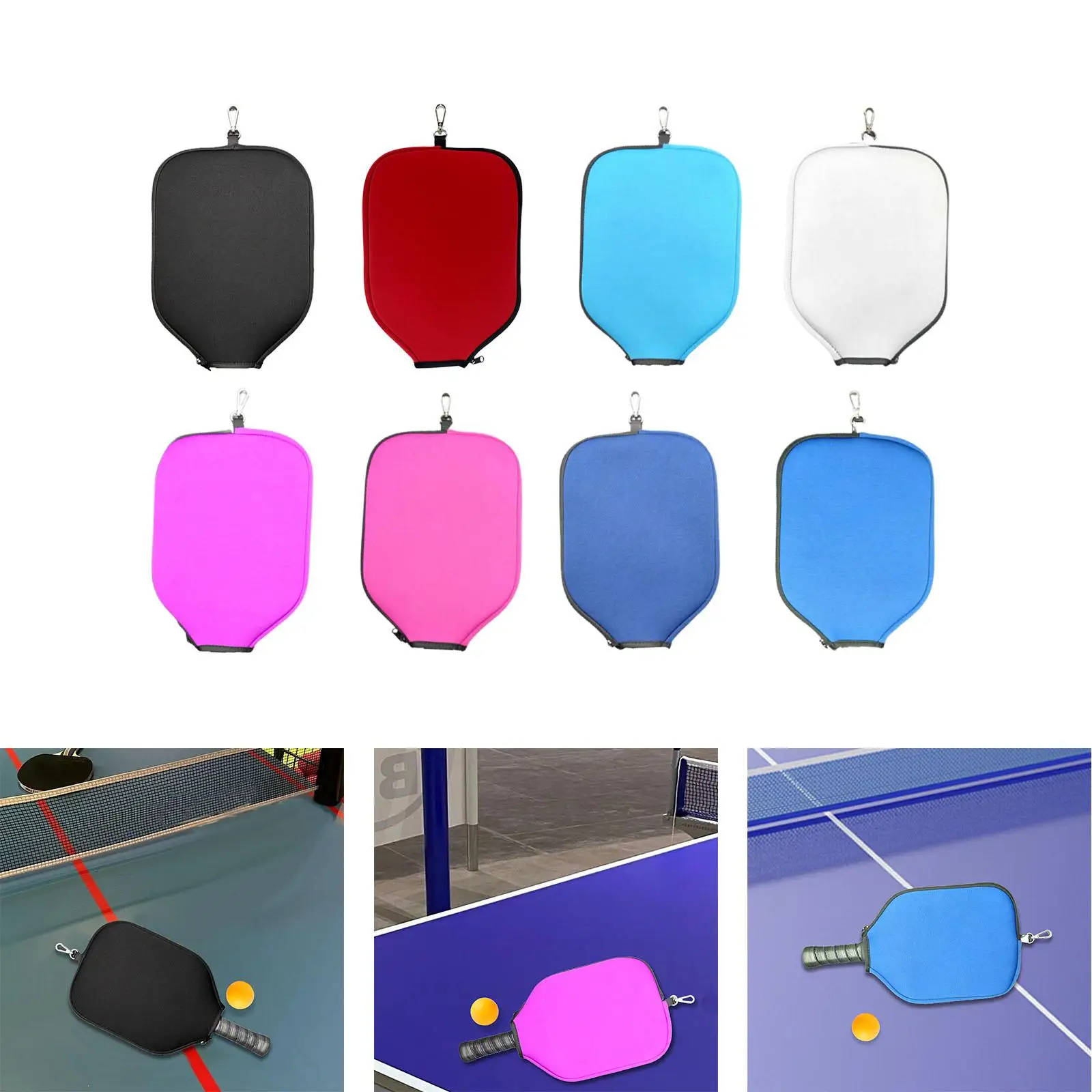 Cubierta de neopreno para paleta de Pickleball, cubierta protectora impermeable con cremallera, cubierta para raqueta de Pickleball para entrenamiento de práctica de deportes al aire libre