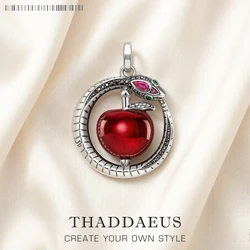 Pendant Apple With Snake Brand New Bohemia Fine Jewelry Europe 925 Sterling Silver Three-Dimensional Gift For Woman