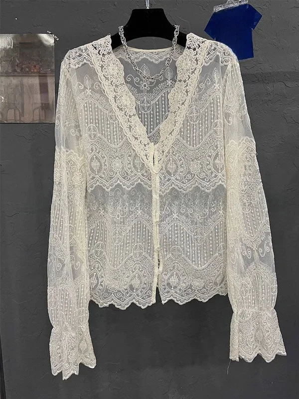 

Ele European Sle V-Ne Кружевной открытый кардиган, женский зимний топ с вырезом, повседневный крой, длинный све