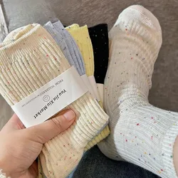 5pairs Thickened Solid Color Women's Socks Winter Kawaii Japanese Fashion Harajuku Sock GirlsThicker Long Cotton Socks Medias