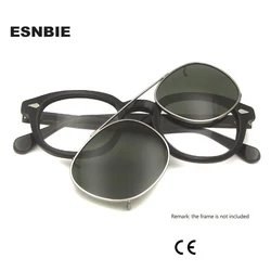 Round Sunglasses Clip On Polarized Sun Glasses Women Johhny Depp Style Men Driving Glasses Oval Snap On Clip-On Lens Uv400 Shade