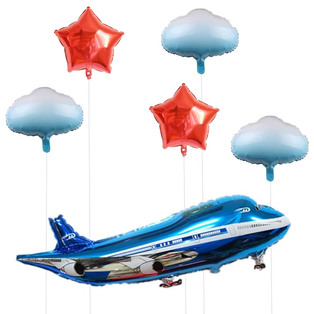 Airplane Birthday Party Foil Plane Number Balloon Set Paper Goodie Bags Boys Girls Kids Flight Aviator Party Decoration Supplies