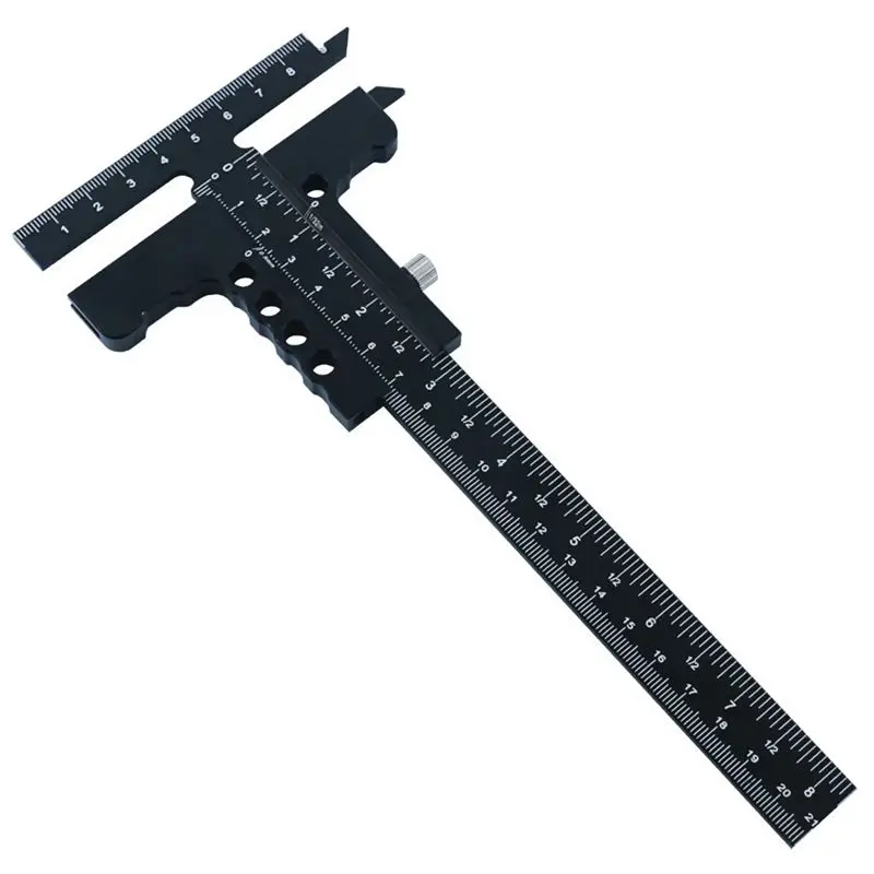 

ABUP-Woodworking Scriber Gauge Measuring Tool T-Square Scribing Marking Framing Ruler Aluminum Alloy Sliding Marking Gauge