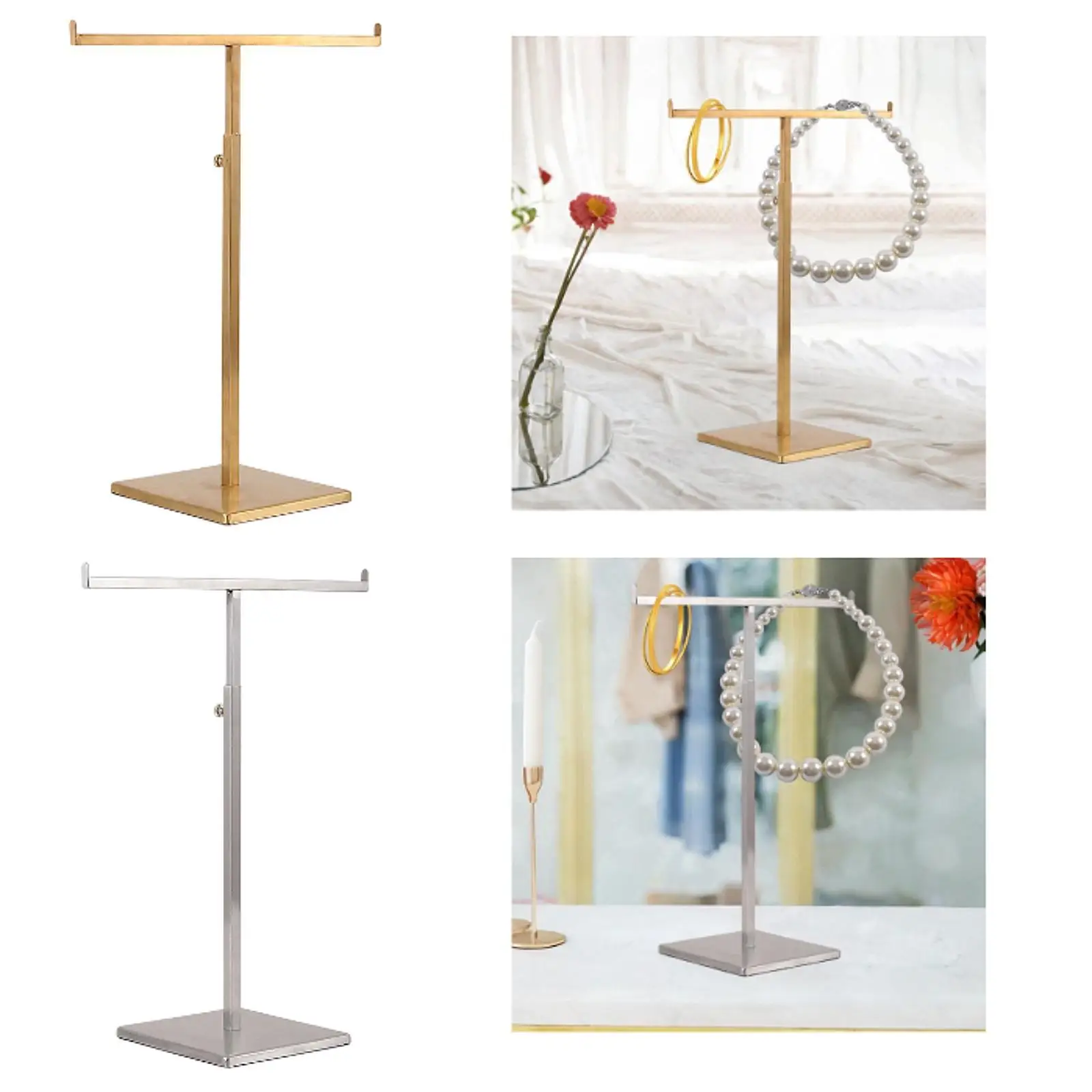 

Purse Display Stand Props Shelf Long Necklaces Adjustable Height Double Hook