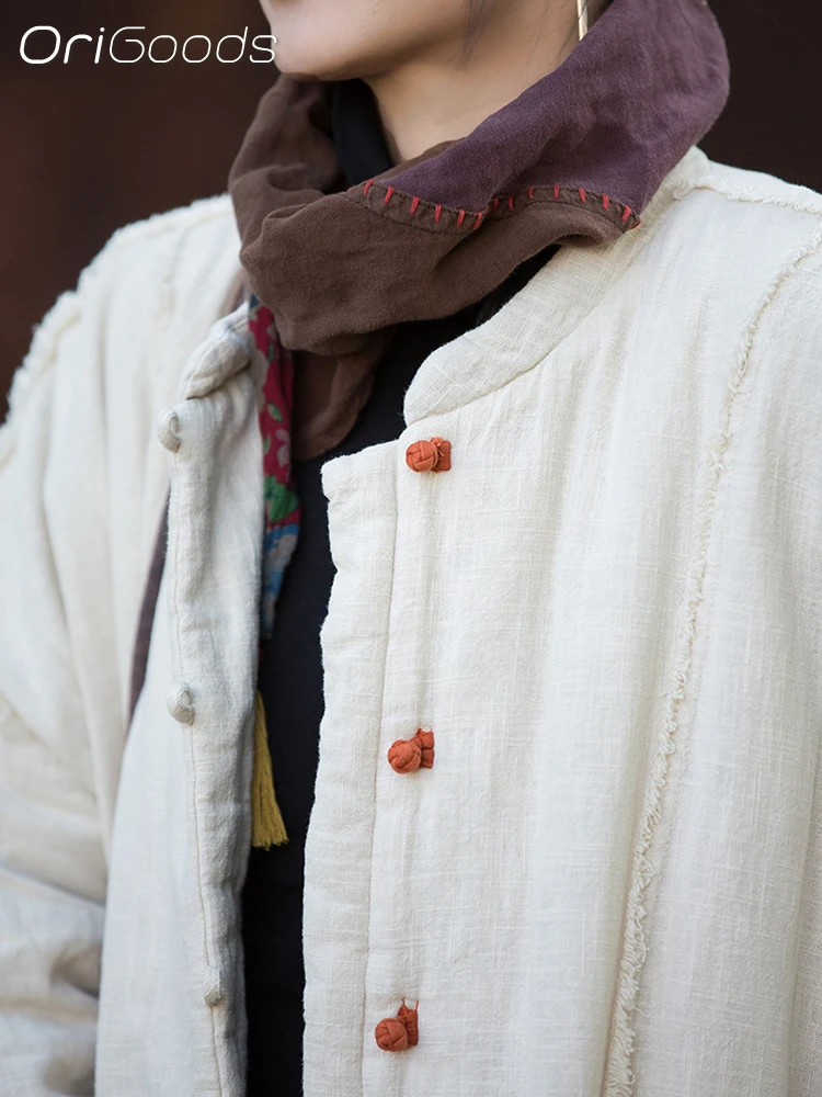 OriGoods Cotton Padded Long Winter Coat Woman Oversized Parka Jackets Warm Quilted Jacket Chinese Winter Clothes Outerwear B355