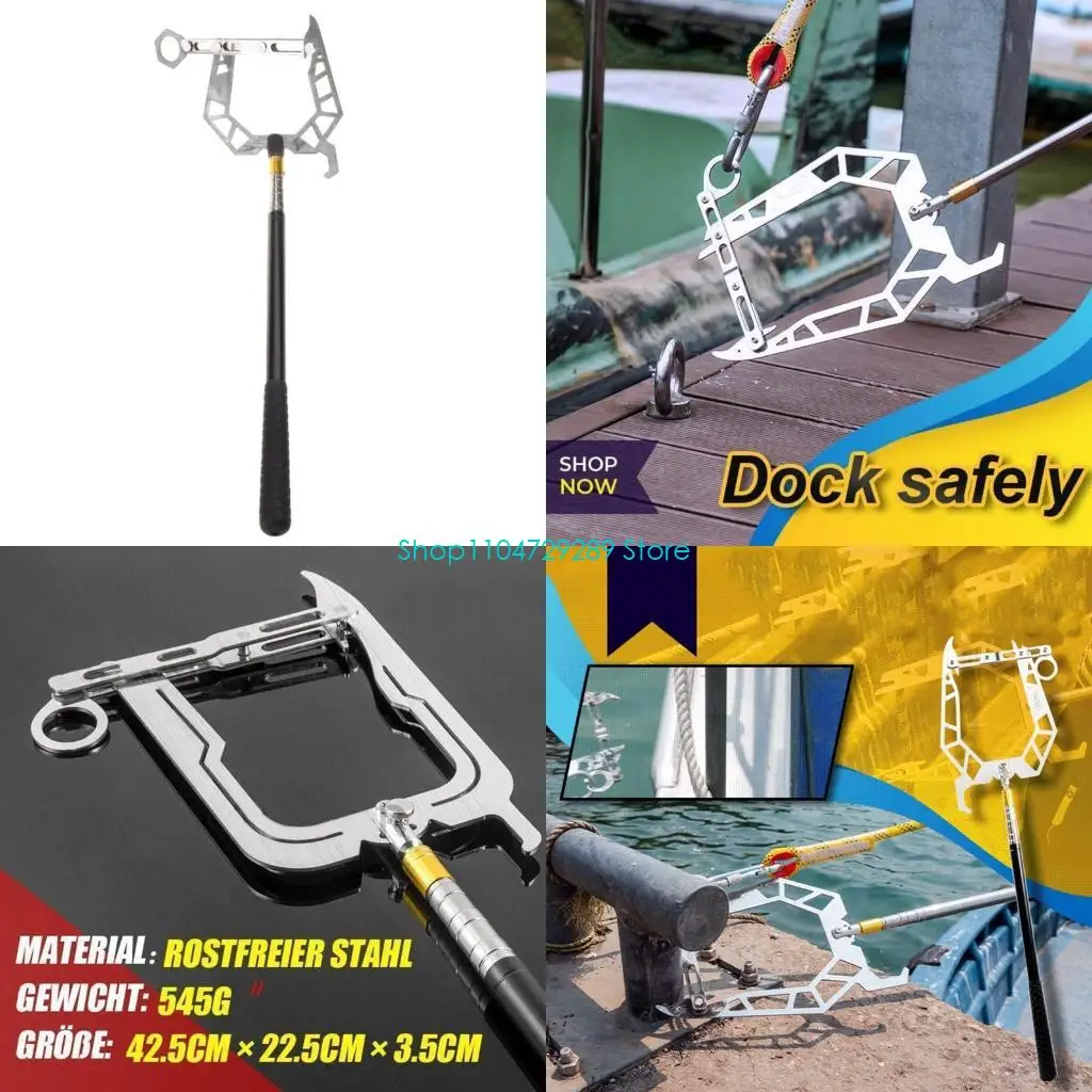 

D8KE U Shaped Threader Boat Hook Aluminum Alloy Telescopic Boat Hook for Marine Ship