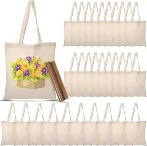 

Polarshe 30 Pcs Blank Canvas Tote Bags Eco-Friendly Shopping Bags, Reusable Grocery Bags For Shopping, Work, School