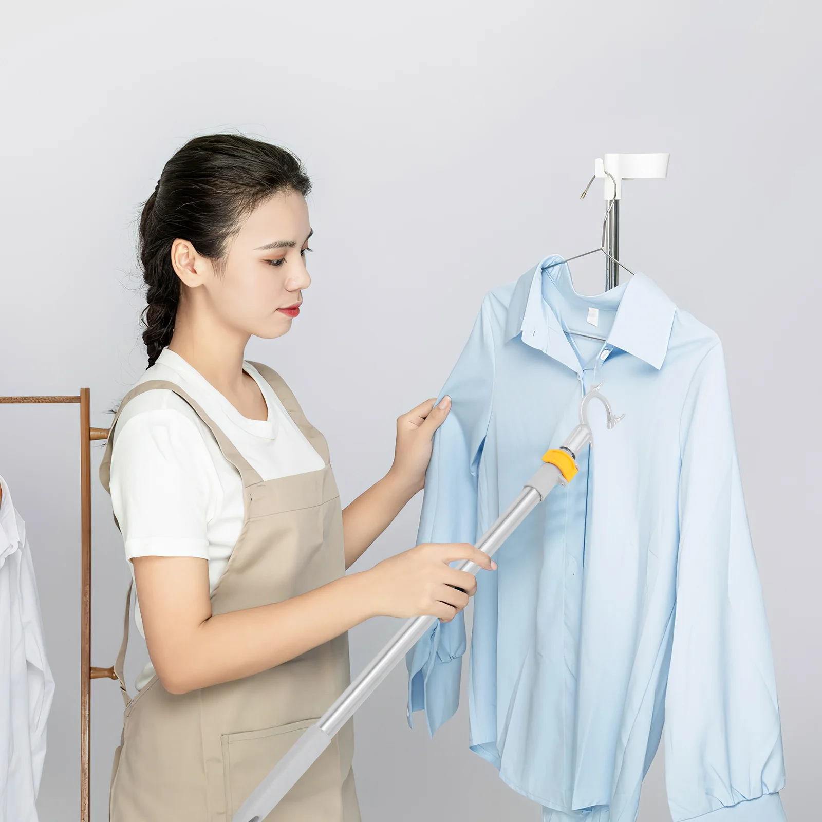 Varal retrátil ajustável, secagem resistente, leve, telescópico, vara de alcance, roupas pesadas, haste de alcance estendida