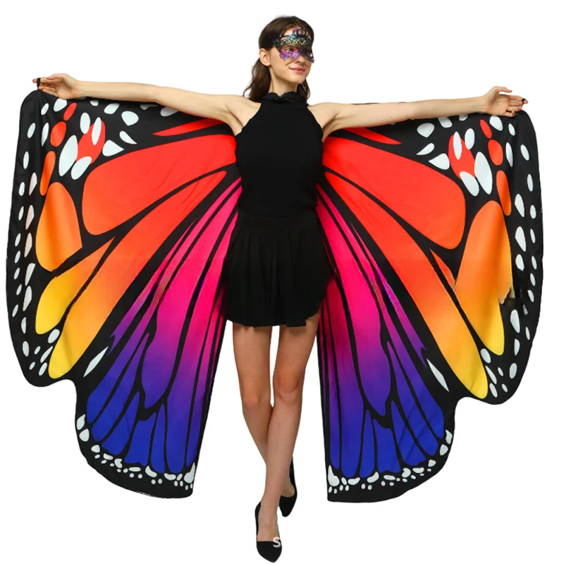 5 stks Vlinder Vleugel Dual Side Print Cape Sjaal Volwassen Show Dans Dress-up Kostuum Prop Fancy Halloween Cosplay Party Mantel
