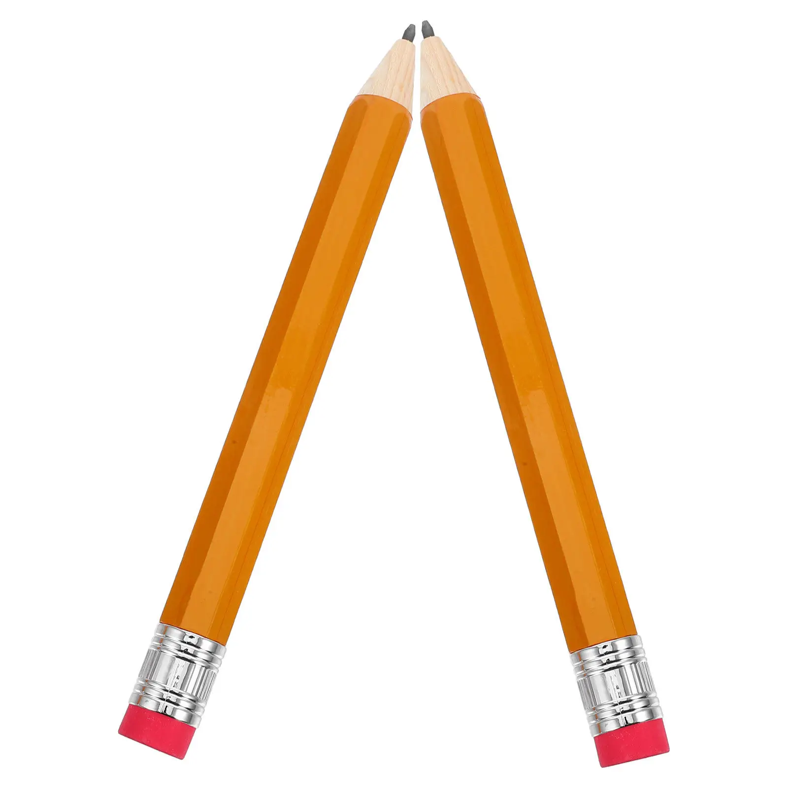 2Pcs Giant Wooden Pencil Jumbo Size 15.33inch Length Funny Big Novelty Caps Erasers School Office Teachers
