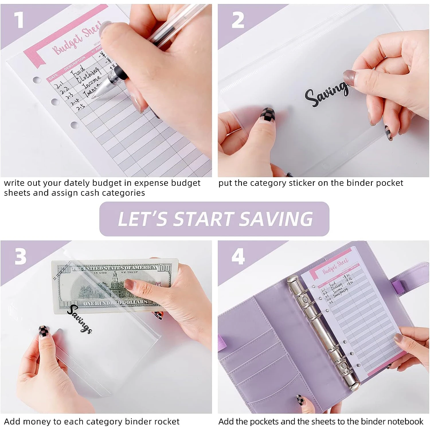 Imagem -04 - Budget Binder para Orçamento Money Organizer Envelopes para Dinheiro Couro pu a6 Budget Binder Notebook Planner