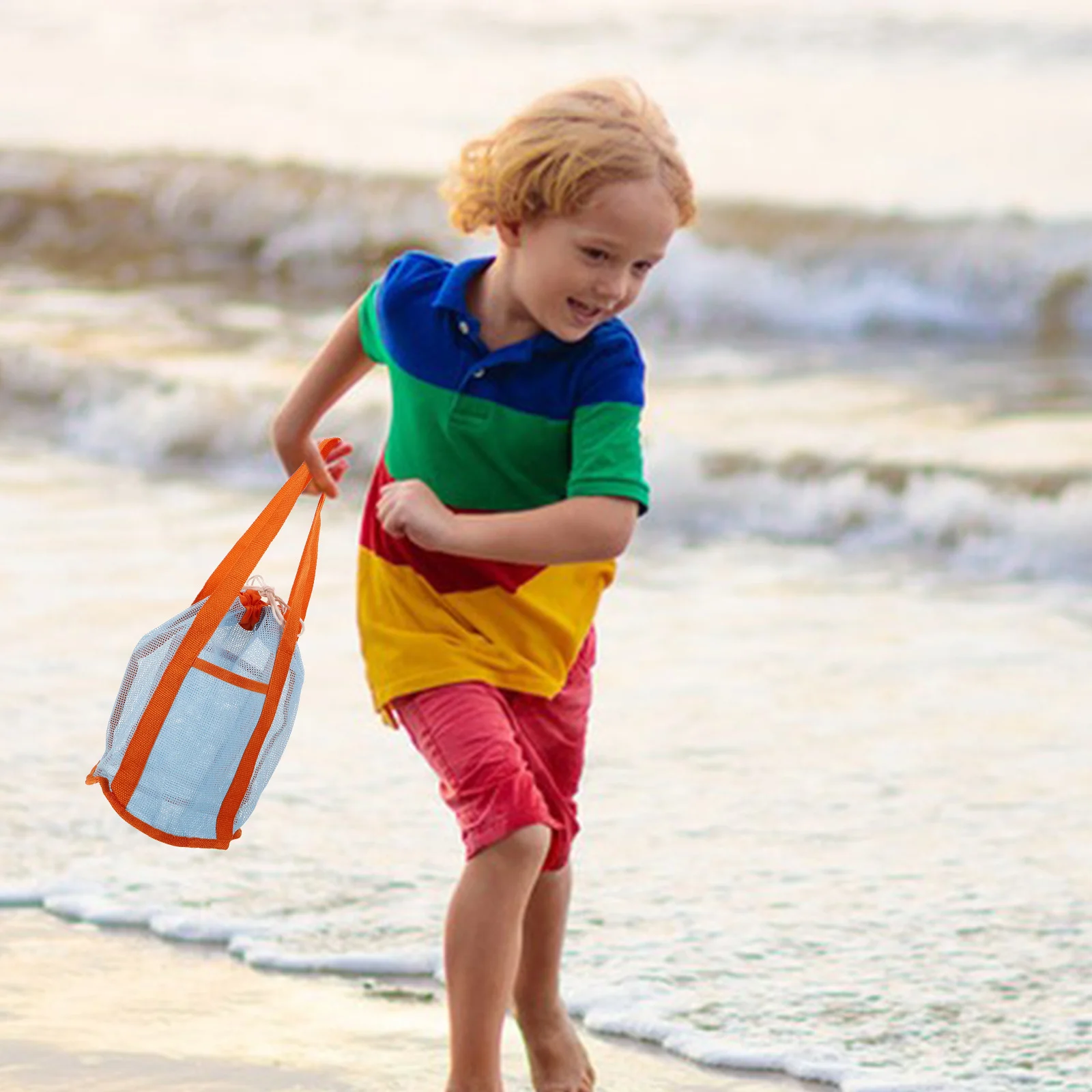 Beach Bag Mesh Kid Drawstring Children Sand Toys Bags for Kids Storage Children's