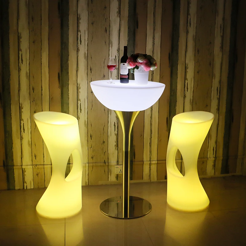 Modern Adjustable High Table LED Lighting Cocktail Bar Furniture for Home Club Events Weddings Outdoor Spaces Rustic