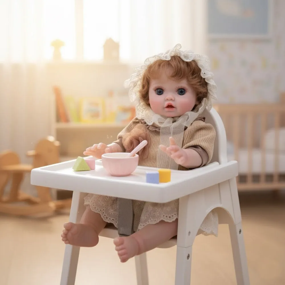 클로버레이 18인치 오리지널 카와이 리얼리틱 리본 베이비 돌 슈퍼 큐트 소프트 비닐 인형 고품질 수제 장난감 어린이 크리스마스 선물