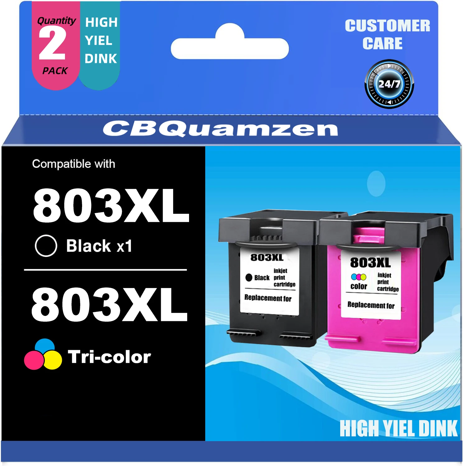 

803XL color Ink Cartridges replacement for 806 Black and Color ink Cartridges Compatible for DESKJET 1110 1111 1115 2130 Envy