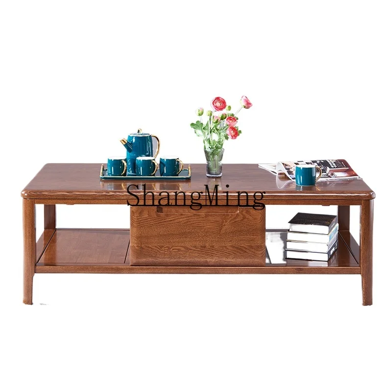 

LXY household simple modern small apartment all solid wood square coffee table living room household tea table