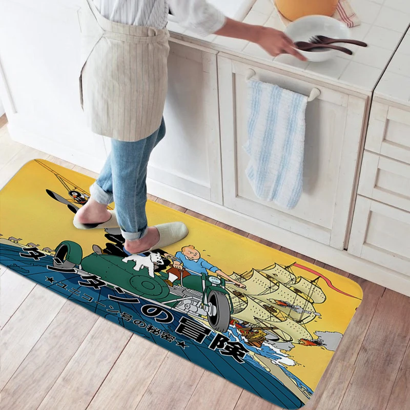 Kitchen Carpet S-Tintins Washable Non-slip Kitchen Mats Rug for Bedroom Bathmat Custom Rug Room Floor Carpets Entrance Carpet