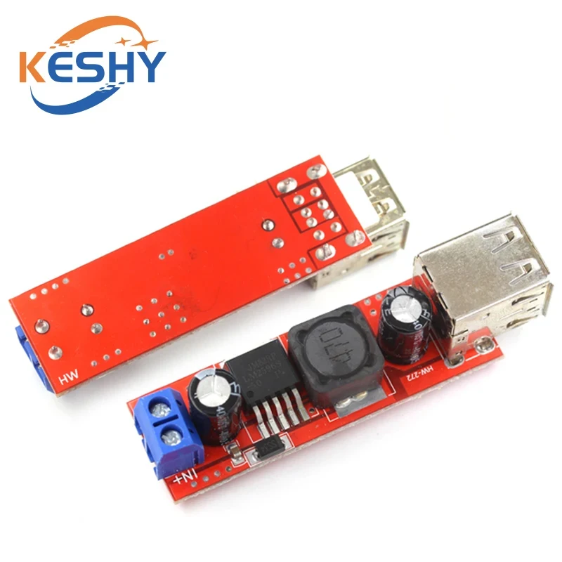 

DC 6V-40V To 5V 3A Double USB Charge DC-DC Step-down Converter Module For Vehicle Charger LM2596 Dual USB