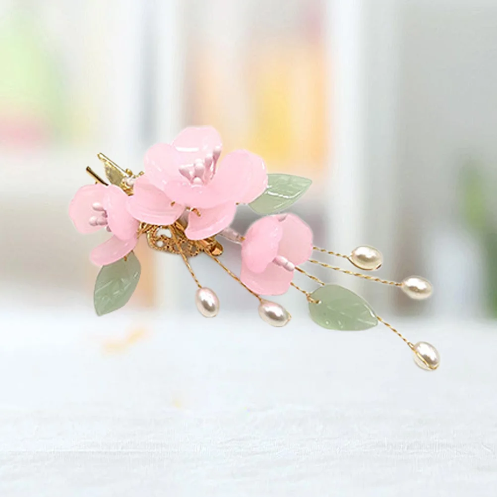 

1pc Retro Clip Vintage Hairpins For Women Wedding Banquet Engagement Imitated Jade Flower Design Barrettes Decorative Hair
