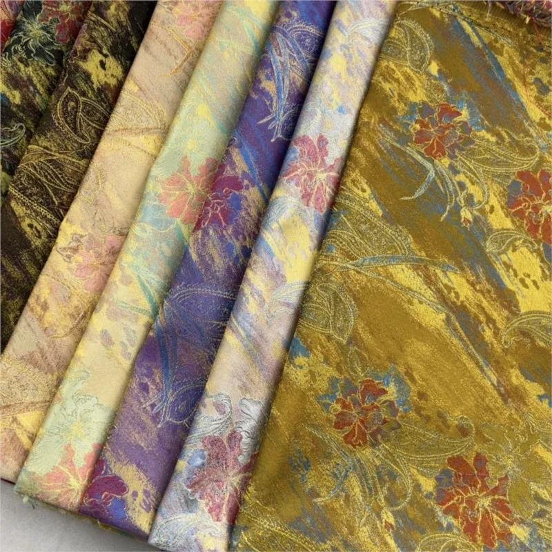 Imitation acetic acid-style Chinese jacquard gold thread ancient-style packaging clothing fabric