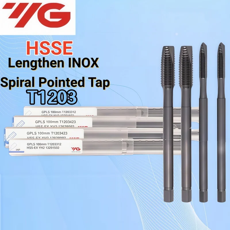 Jogo de Machos de Roscar Métricos YG HSSE Coreano com Ponta Espiral INOX para Roscas de Máquina M3/M4/M5/M6/M8/M10/M12 X 100/150