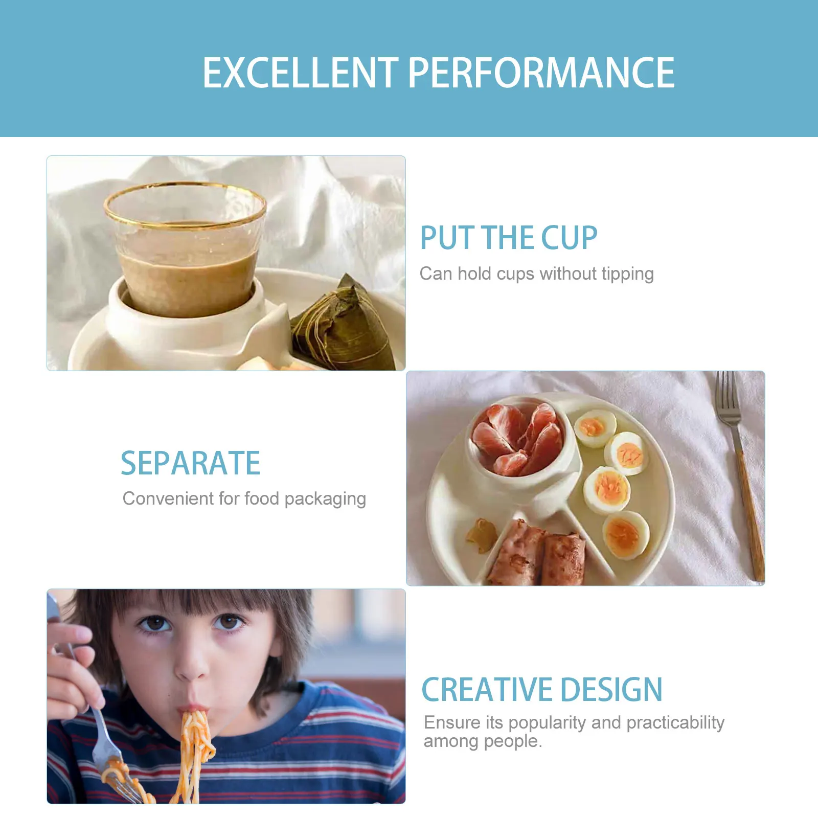 

2pcs Plastic Food Divided Plates Compartment Serving Plates For Home Restaurant Kitchen Lightweight Fruit Snacks Plate