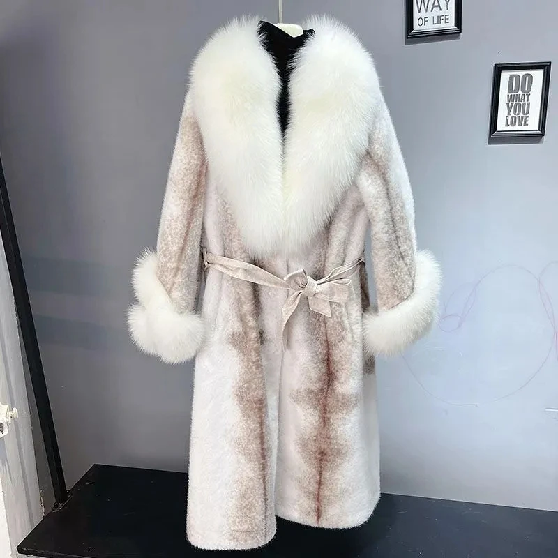 

Mink Coat Women 2023 Autumn Winter New Temperament Fashion Fox Fur Collar Large Size Fur Coats Female Thick warm Fur Jacket