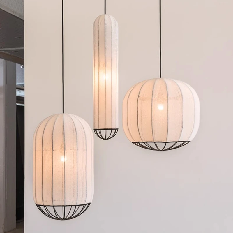 

Cocoon Pendant Light Wabi Sabi Fabric Lantern Ceiling Chandelier Dining Living Room Hotel Bar Retro Bedroom Bedside Hanging Lam