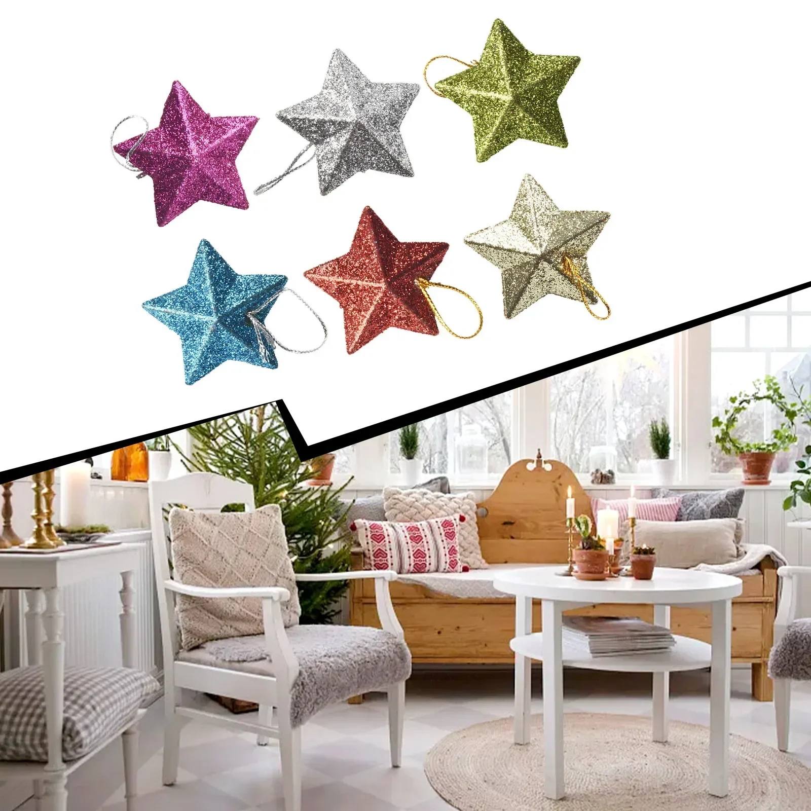 Star Ornament Star Pendants Birthday Party Family Dinner Valentines Day Approx.5x5cm/1.97x1.97in Gold Practical