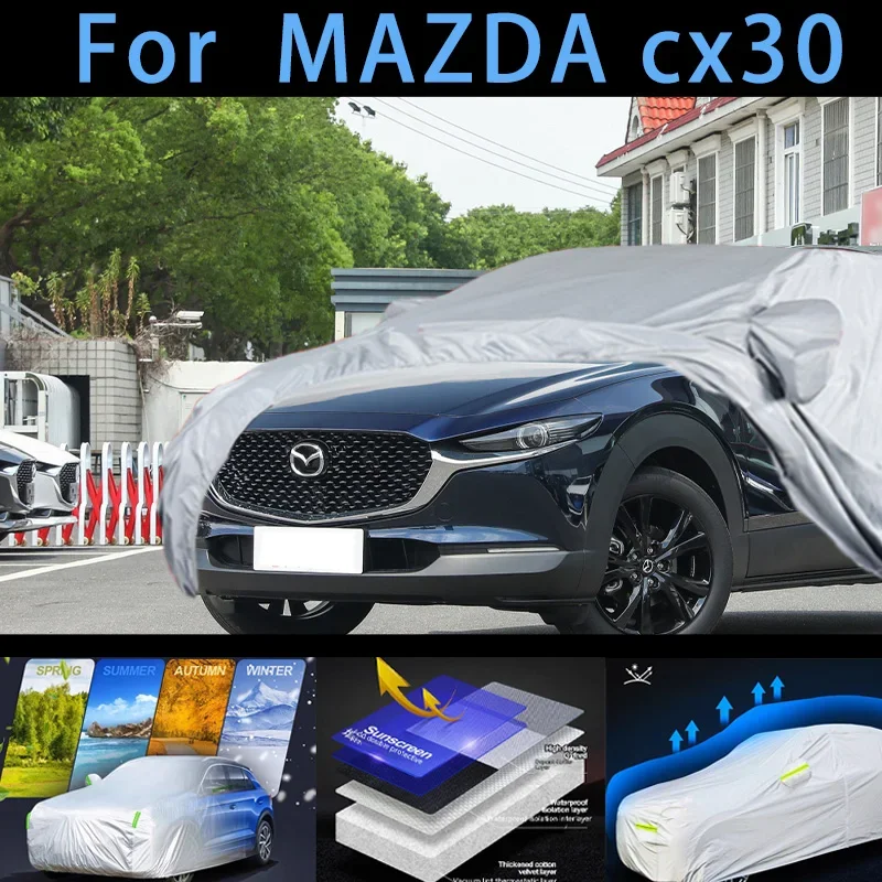 Dla MAZDA cx30 Pokrowiec ochronny na samochód, ochrona przeciwsłoneczna, ochrona przed deszczem, ochrona przed promieniowaniem UV, ochrona przed kurzem, lakier samochodowy