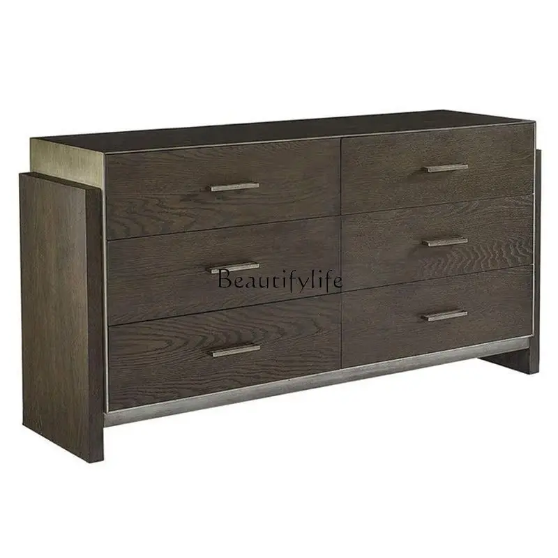 

110*American modern simple light luxury solid wood storage chest bedroom home