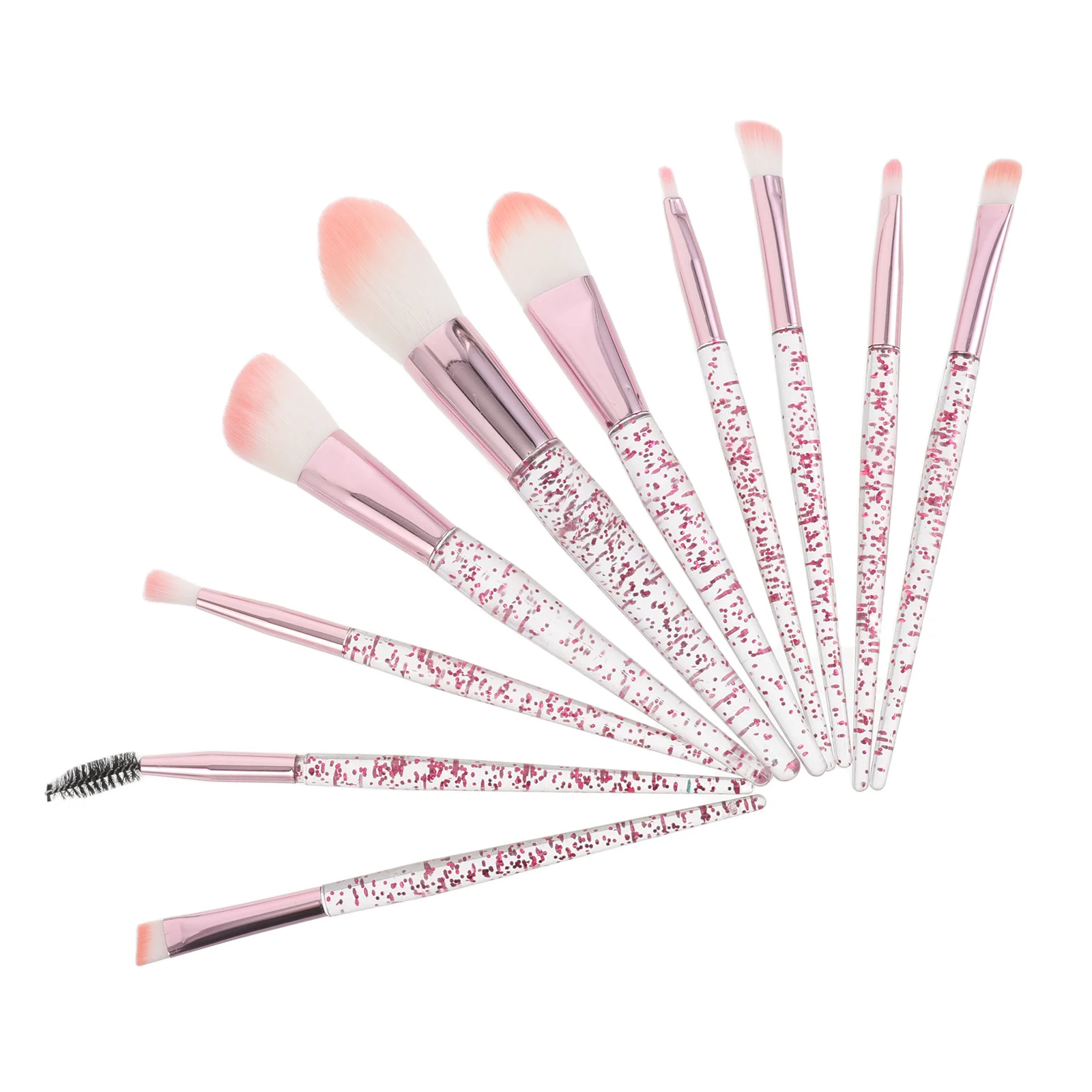 10Pcs Glitter Eye Brushes Set Soft Bristles Ergonomic Handle for Smudge Blend Eyeshadow Makeup Travel Kit Applicator