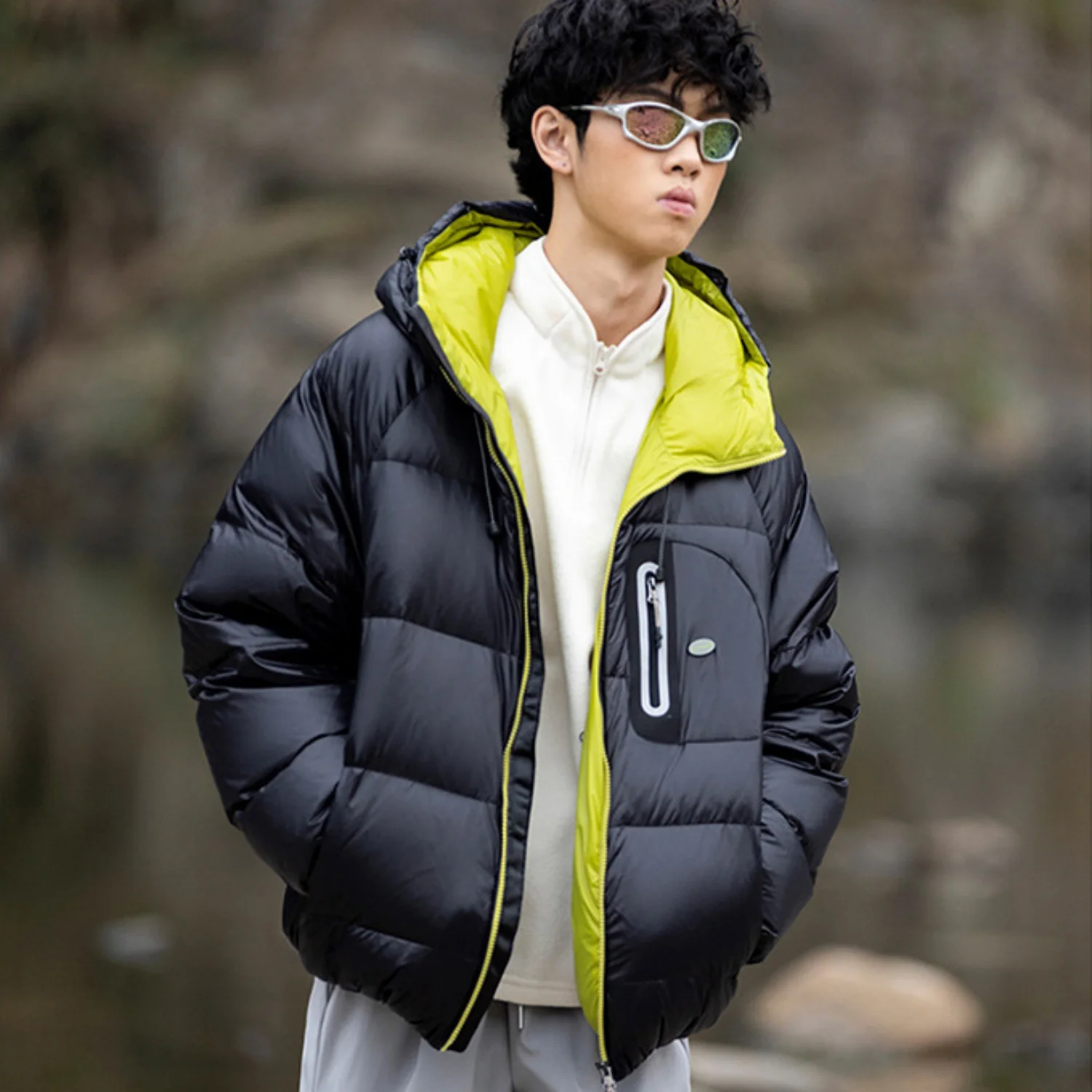 Unisex Winter Hooded Puffer Jacket Men Women Lightweight Warm Winter Down Alternative Coat Outdoor Windproof Clothing Wear
