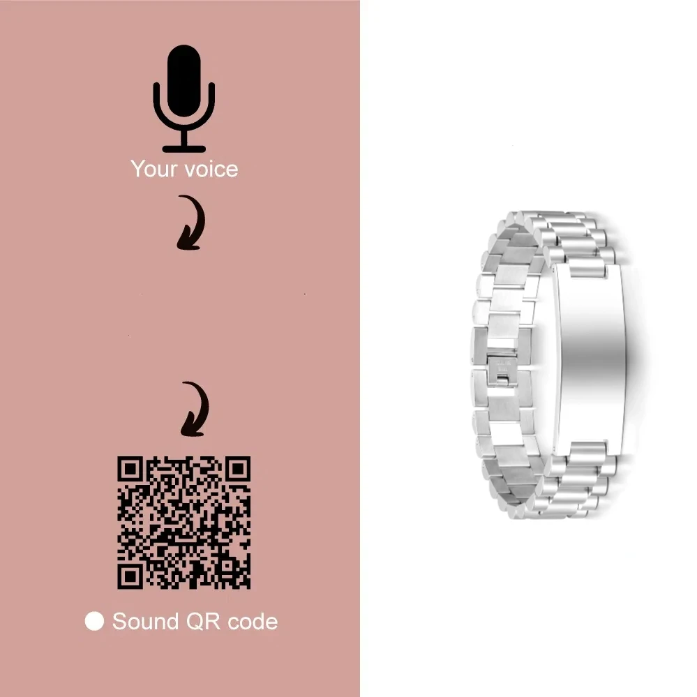 

Custom Text Strap Link Bracelets Personalized Voice QR Code Bracelet Name or Photo Bracelet Jewelry Creative Gift For Dad Son