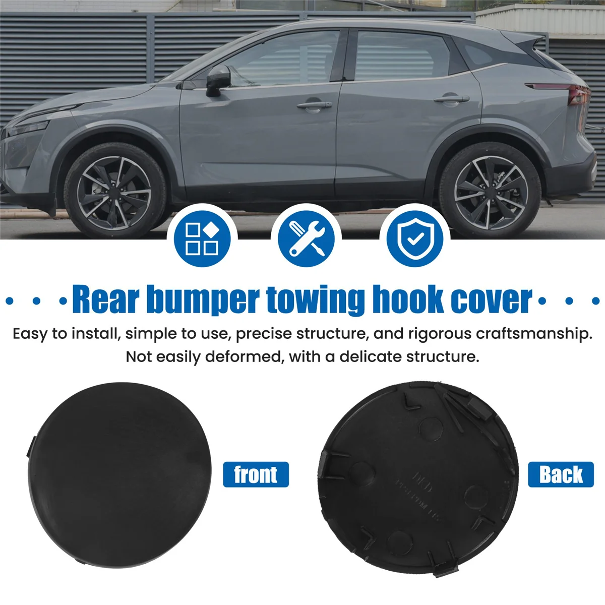 Tampão traseiro do gancho do reboque do amortecedor do carro, tampa preta para J10 2007 2008 2009 2010 2012 2013 2014, 85071BR00A