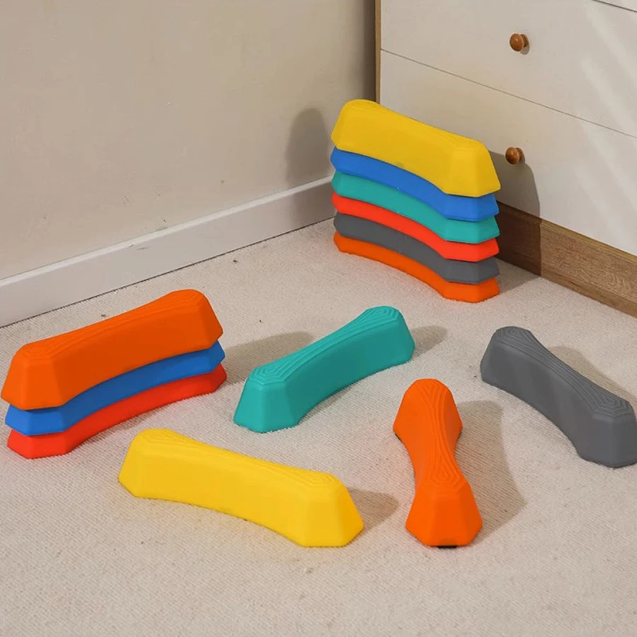 Sensory Stepping Stones For Kids Rainbow Non-slip Balance River Stones Obstacle Course Coordination Training Toys For Indoor